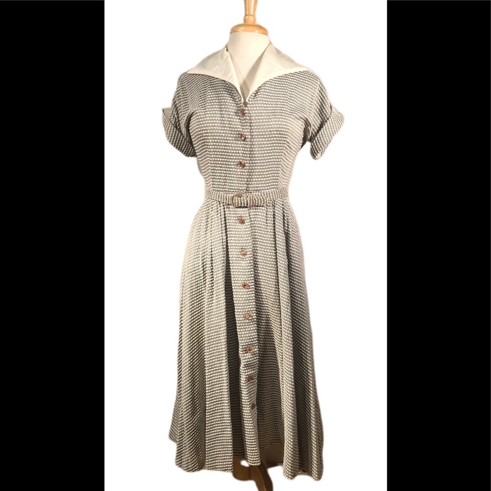 Vintage 1950’s gay and white dress.